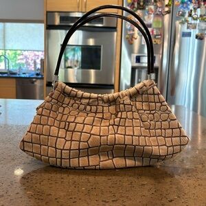 Vintage Brown/Beige Pony Hair Moschino Shoulder bag. With leather straps.